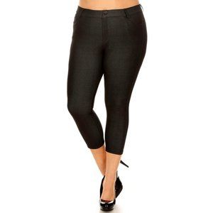 BLACK Plus Size Capri Jeggings Yelete 5 Pocket XL Cotton Blend